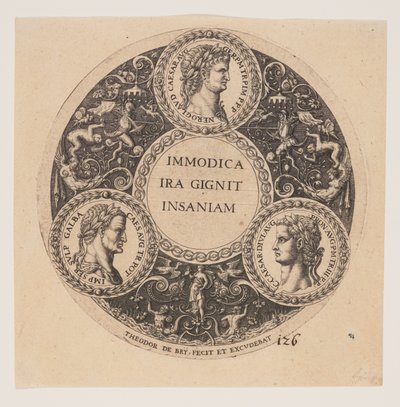 Immodica Ira Gignit Insaniam, Design for Interiors of Tazze by Johann Theodor de Bry