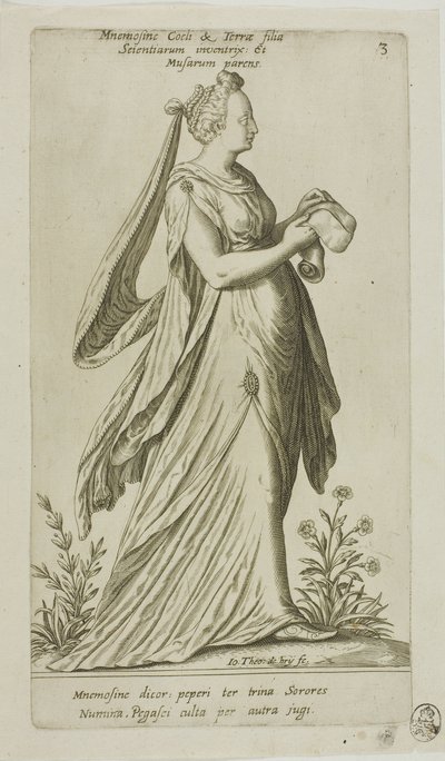 Mnemosyne (Memory), Plate 3 from Parnassus Biceps by Johann Theodor de Bry