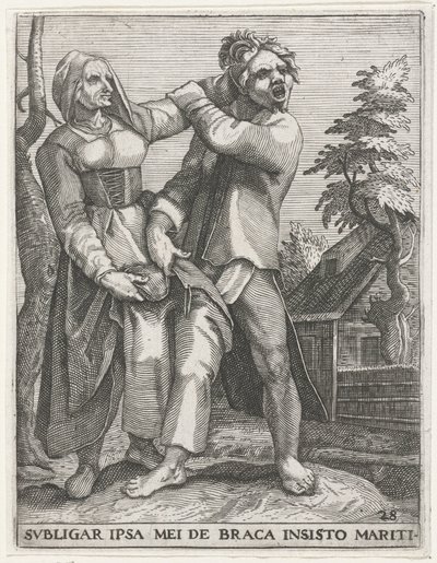 Struggle for the Pants (Emblemata Saecularia, 1596) by Johann Theodor de Bry