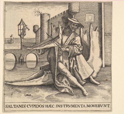 The Rich Man Playing Violin on a Jaw Bone by Johann Theodor de Bry