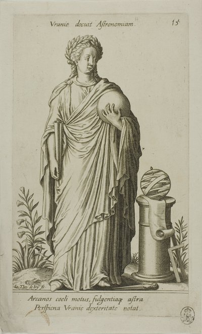 Urania, Muse of Astronomy, Plate 15 from Parnassus Biceps by Johann Theodor de Bry