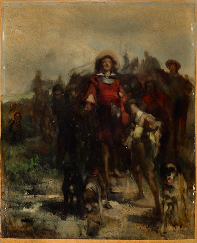 Knight, Boy, and Three Dogs, Possibly Hunting by Johann  Till der Jüngere