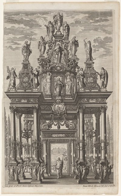 Frontispiece with Triumphal Arch with Christ and the Apostles by Johann Ulrich Kraus