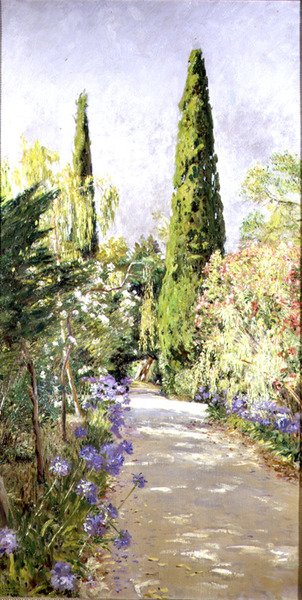 Corfu: Cypress Trees and Oleander by Johann Viktor Krämer