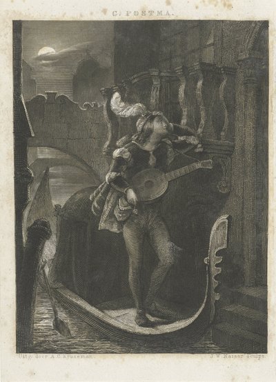 Gondola by Moonlight by Johann Wilhelm Kaiser (I)
