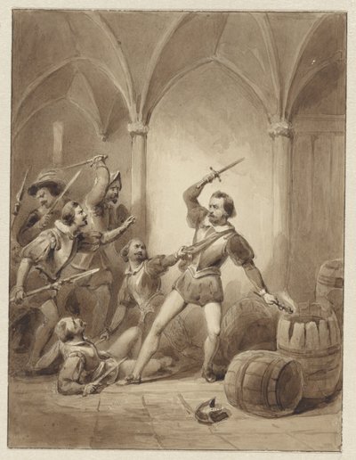 The Death of Herman de Ruyter at Loevesteyn, 1570 by Johann Wilhelm Kaiser (I)