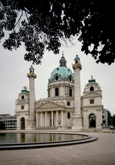 View of the Karlskirche or Church of Saint Charles Borromeo Started by the Architect Johann Bernhard Fischer von Erlach and Finished by His Son Joseph Emanuel. Vienna, Austria by Johann and Joseph  Fischer von Erlach