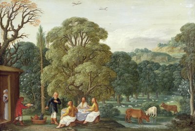 Abraham entertaining the Three Angels by Johann or Hans Konig