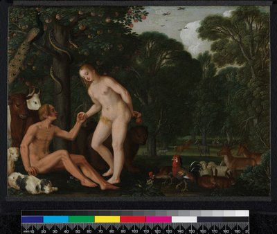 Adam and Eve in Paradise by Johann or Hans Konig