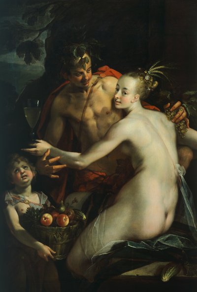 Bacchus, Venus and Cupid by Johann or Hans von Aachen