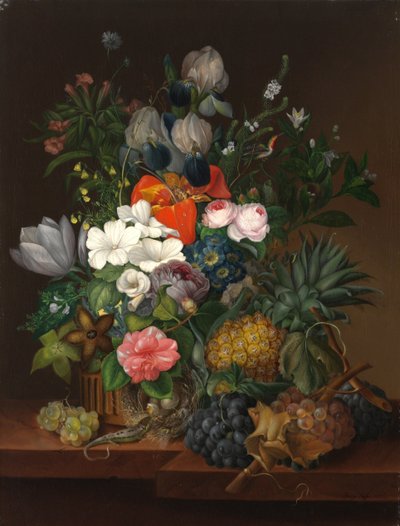 Still Life with a Lizard and Flowers by Johanna (Jenny) Salm-Reifferscheidt by Johanna Salm Reifferscheidt