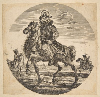 Hungarian Horseman Riding Towards the Left, Other Horsemen in the Background by Johanna Christina Küsel