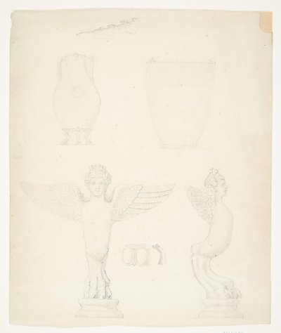 Study Sheet with Vases and Sirens by Johanne Bindesbøll