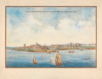 New York from the Sea in the 17th Century by Johannes (after) Vingboons