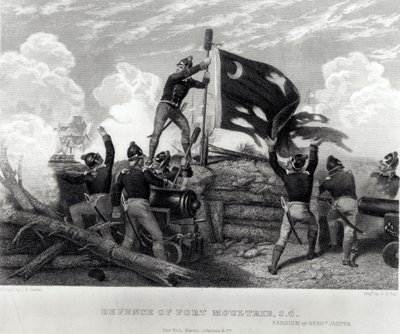 The Heroism of Sergeant William Jasper in Defence of Fort Moultrie, South Carolina, 12th May 1780, engraved by G.R. Hall by Johannes Adam Simon Oertel