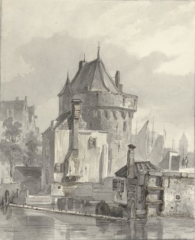 View of the Hoofdtoren in Hoorn by Johannes Bosboom
