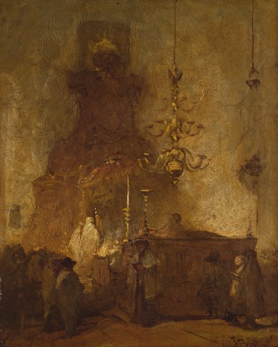 Interior of a German Synagogue in the Hague, 1875-80 by Johannes Bosboom
