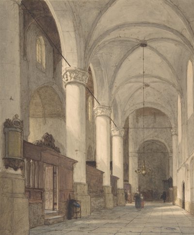 Vaulted Side Aisle of a Church, with Figures by Johannes Bosboom