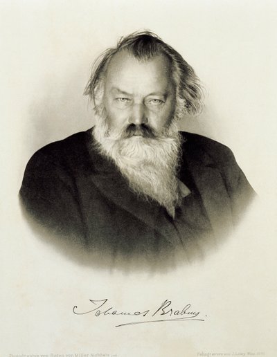 Engraved Portrait of Johannes Brahms by Johannes Brahms
