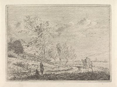 Landscape with Cart and Two Fishermen by Johannes Christiaan Janson