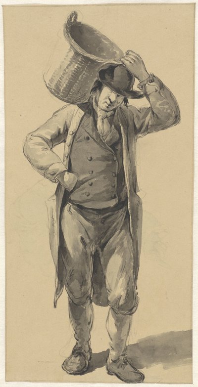 Standing Man with a Basket on the Shoulder by Johannes Christiaan Schotel