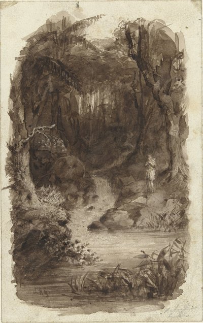 Man in Tropical Forest, Standing by Water by Johannes Christiaan d
