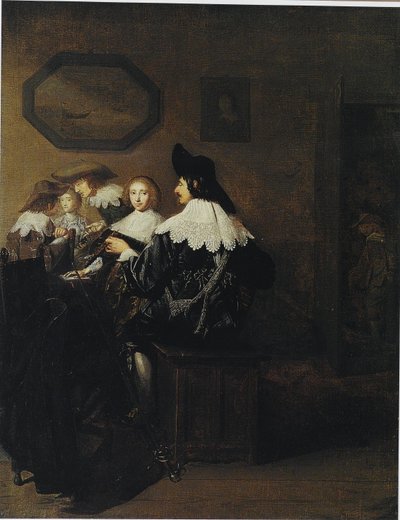 Company with a Man Playing the Lute, Seated at a Table by Johannes Cornelisz Verspronck