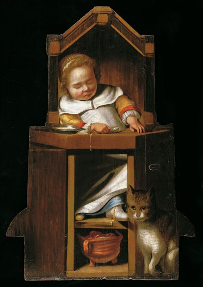 Sleeping Baby in Highchair by Johannes Cornelisz. Verspronck