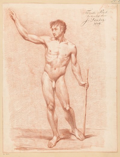 Standing Male Nude, Front View (2nd Prize 1816) by Johannes Donker
