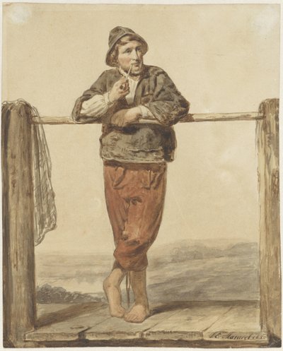 Pipe-Smoking, Standing Man, Front View by Johannes Engel Masurel