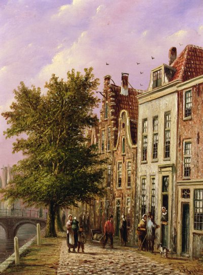 A Canal Scene in Germany by Johannes Franciscus Spohler