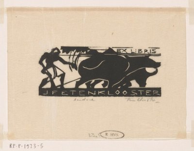 Ex Libris of J.F.E. ten Klooster by Johannes Frederik Engelbert ten Klooster (signed by artist)
