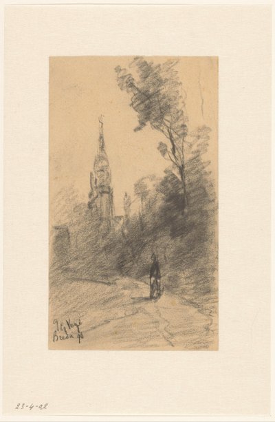 The Tower of Breda Among the Trees by Johannes Gijsbert Vogel