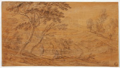 Landscape with Figures by a Stream by Johannes Glauber
