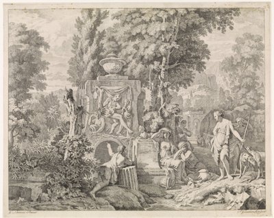 Landscape with a Fountain and Diana and Her Nymphs by Johannes Glauber
