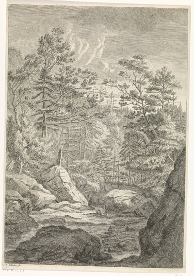 Ravine with Trees and a Stream (Landscapes in the Chartreuse Mountains) by Johannes Glauber