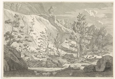 Ravine with a Flock of Sheep by Johannes Glauber
