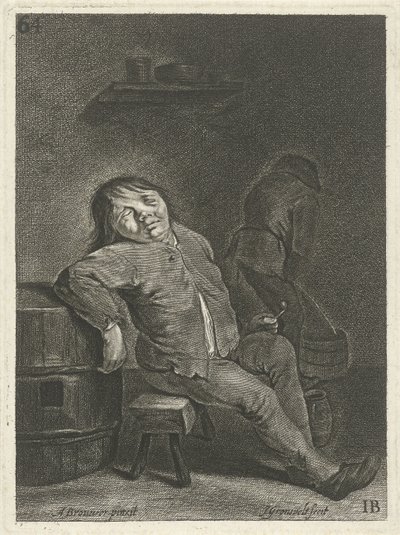 Inn Interior with Two Farmers by Johannes Gronsveld