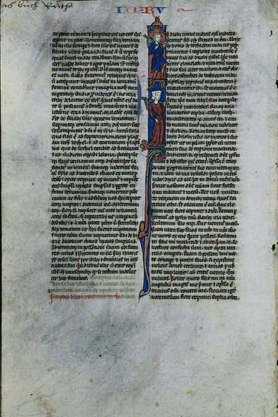 Initial I with Elimelech and Naomi: Leaf from a Latin Bible (1 of 2 Excised Leaves) by Johannes Grusch Atelier