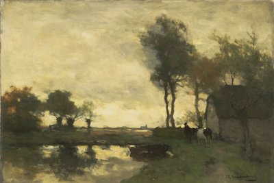 Landscape with a Farm Near a Lake by Johannes Hendrik Weissenbruch