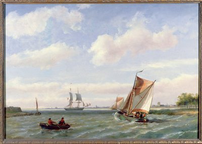 Fishing Boat in an Estuary by Johannes Hermann Barend Koekkoek