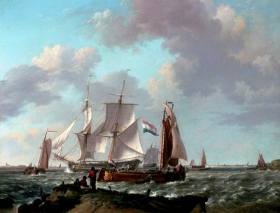 Ships near the coast, 1831 by Johannes Hermann Barend Koekkoek