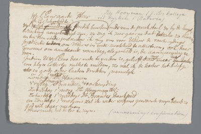 Letter from Rev. Hooyman to Jan Brandes by Johannes Hooyman