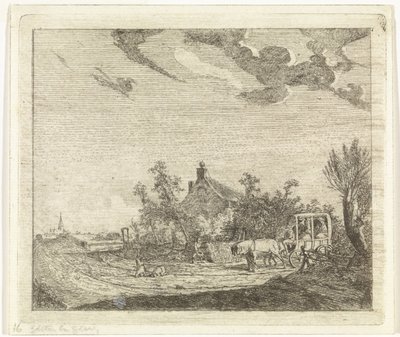 Horse and Cart in Front of a House by Johannes Huibert Prins