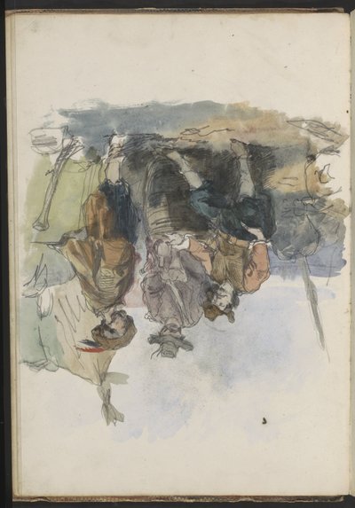 Three Men on a Quay by Johannes Huybertus van Hove Bzn