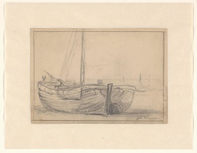 Fishing Boat on the Beach by Johannes Huygens (signed by artist)