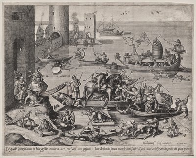 Saint Martin with his Horse on a Ship by Johannes I van Doetecum (d. 1605)