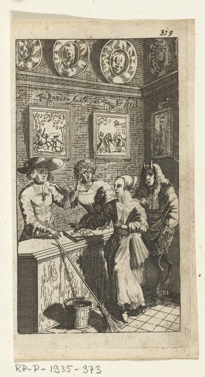 Caricature for Simon de Vries, Seven Devils Ruling and Serving the Modern Maids, Amsterdam, 1682 by Johannes Jacobsz van den Aveele