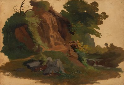 Rocky Outcrop by a Stream in the Roman Campagna, ca. 1835-40 by Johannes Jakob Frey