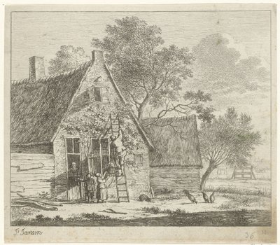 Farm with Yard (October) (The Twelve Months) by Johannes Janson